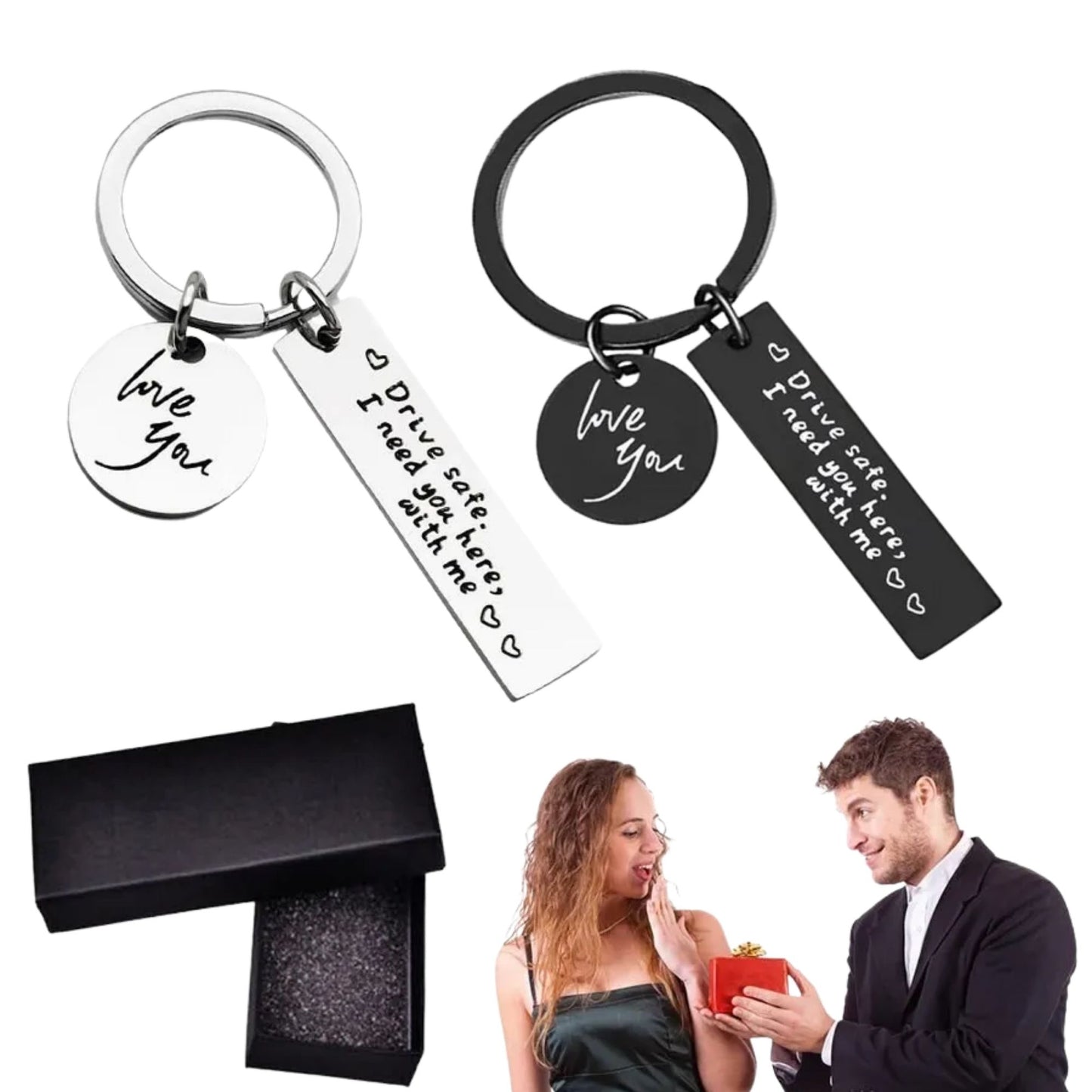 drive safe keychain, love you keychain, safety keychain gift, engraved keychain, stainless steel keychain, gift for driver