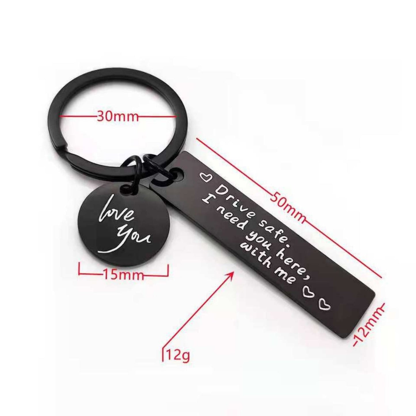 Engraved safety message keychain in stainless steel, gift for drivers...