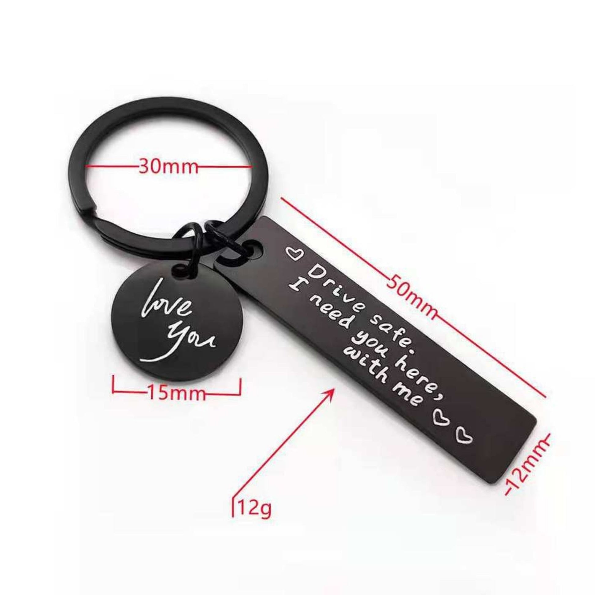 Engraved safety message keychain in stainless steel, gift for drivers...