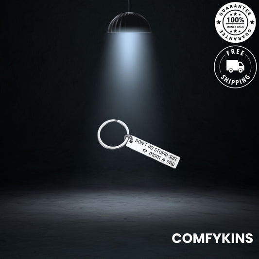 funny keychain, don’t do stupid keychain, new driver gift, gift for son, gift for daughter, motivational keychain, stainless steel keyring, gift from mom dad