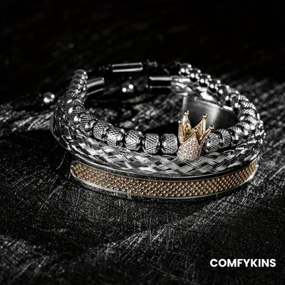 Luxury crown men’s bracelet with hemp cord and stainless-steel clasp3