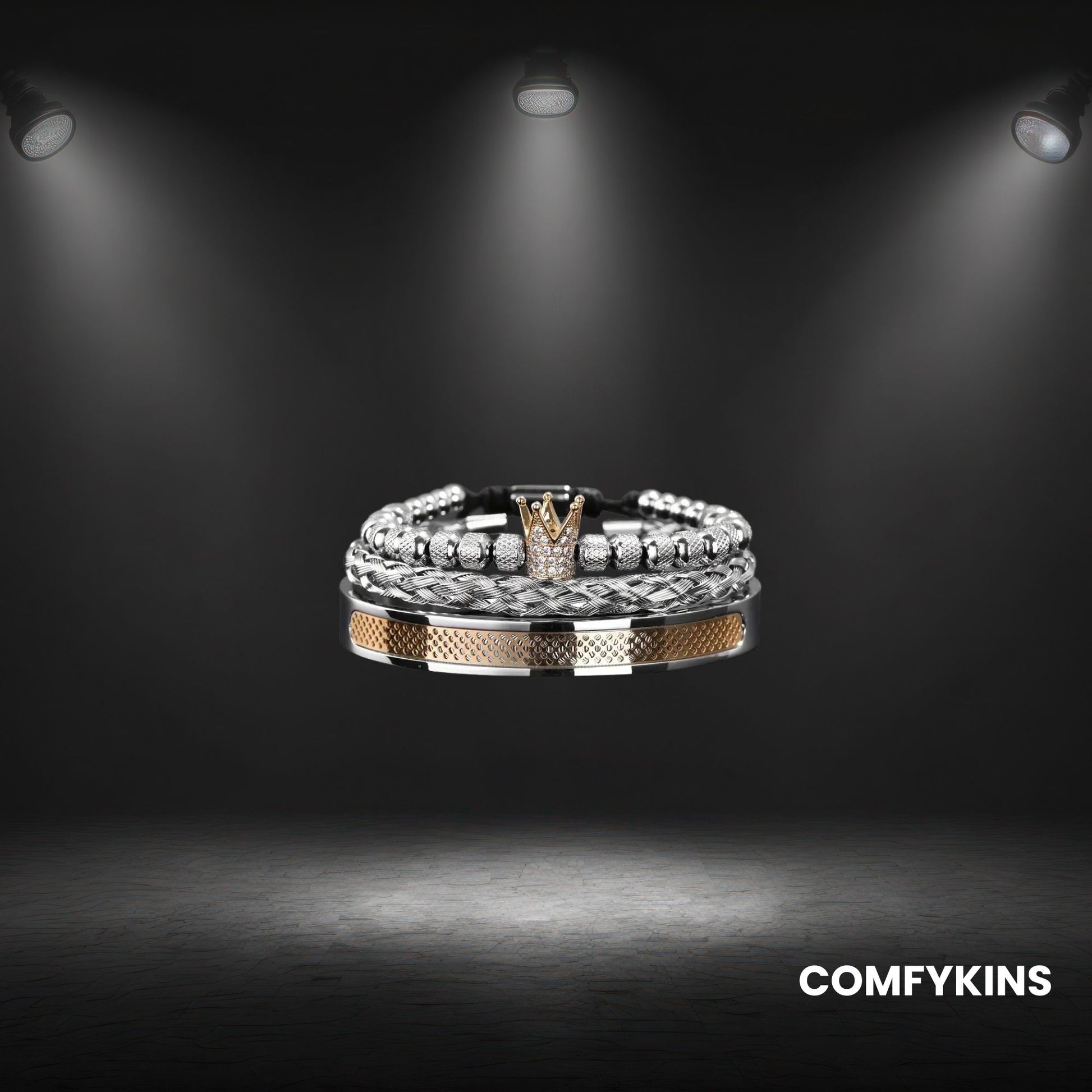 Luxury crown men’s bracelet with hemp cord and stainless-steel clasp.1