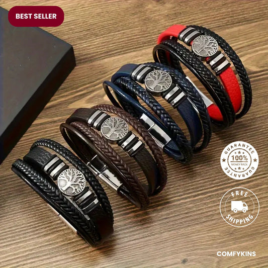 Minimalist men’s PU leather bracelet with magnetic clasp