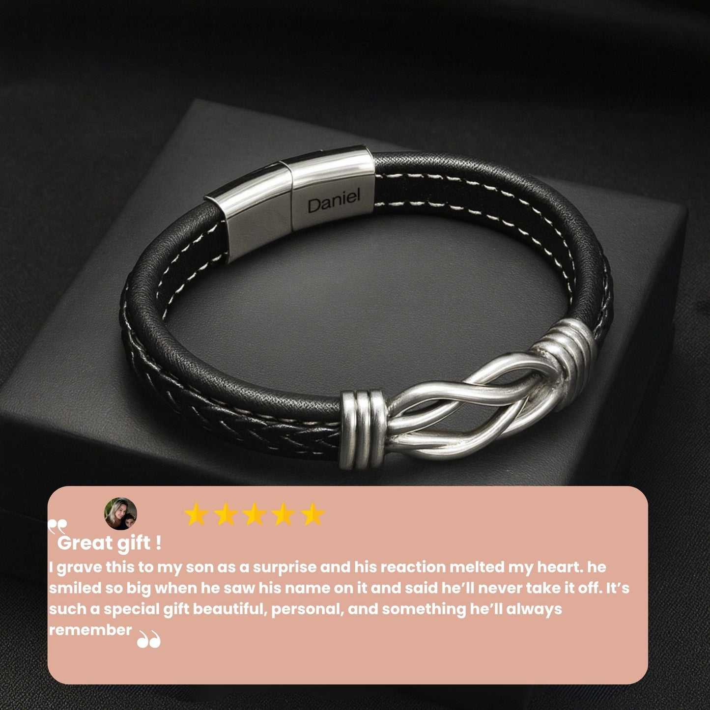 Men’s knot bracelet in vegan leather, sentimental gift..