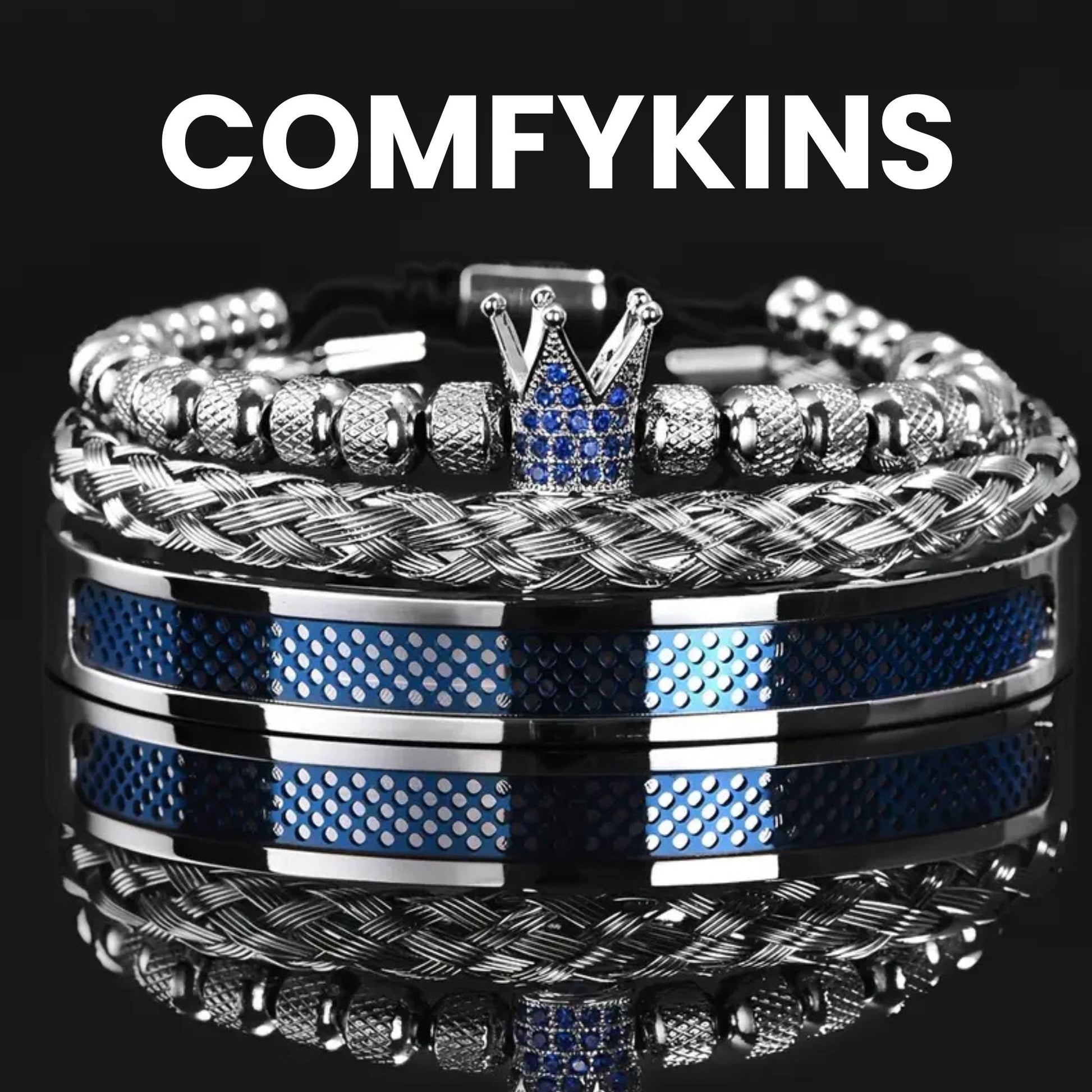 Royal-style bracelet for men with crown charm and hemp rope.