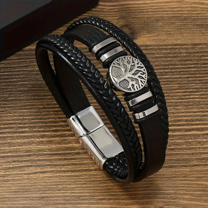Stylish men’s magnetic PU leather wrist accessory