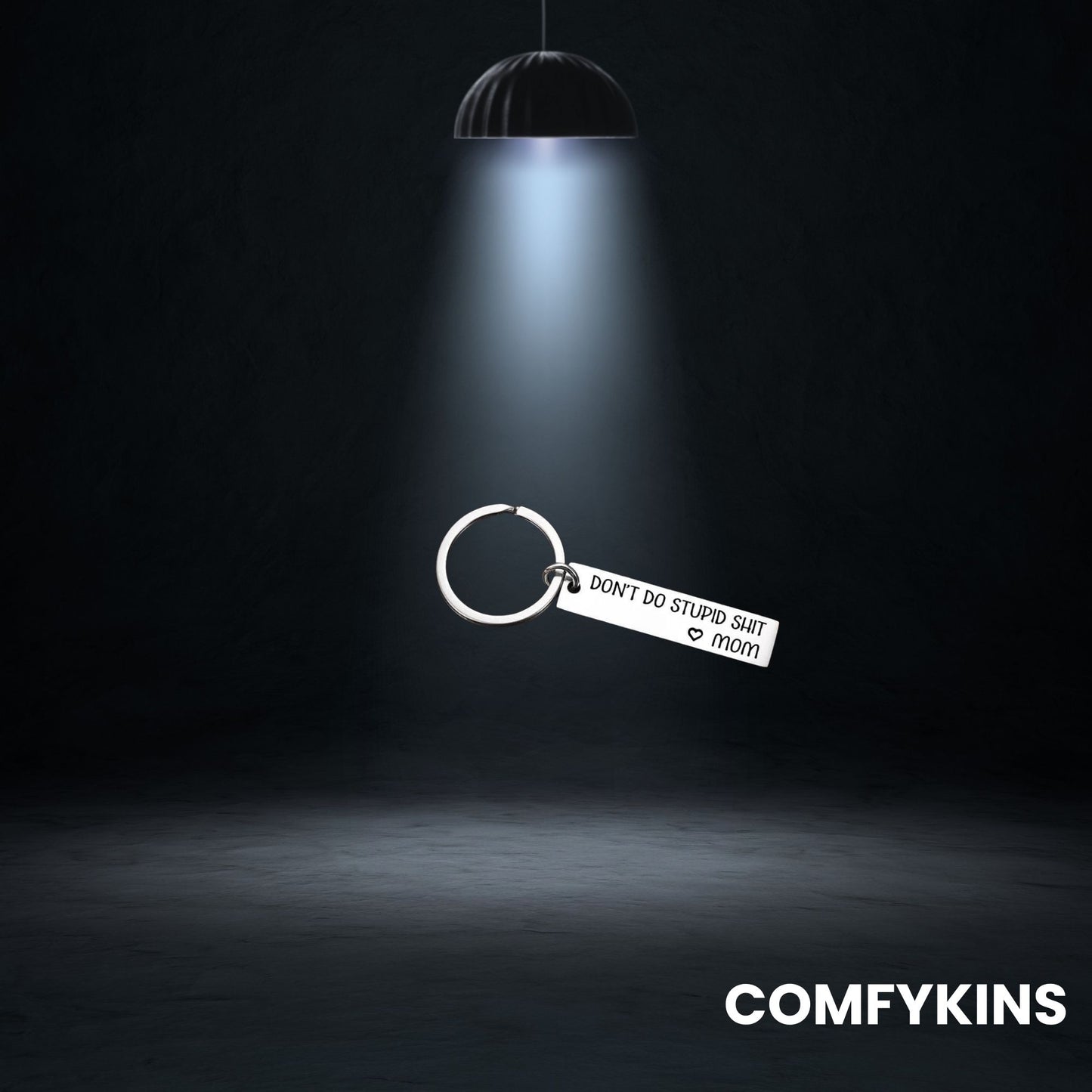 Funny engraved stainless-steel keychain saying Don’t Do Stupid Sh*t.